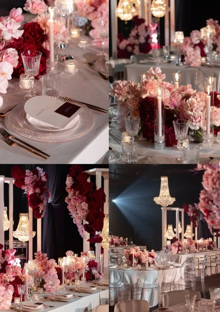 Soft candlelight, crystal chandeliers, and blooms in every shade of blush and berry... the definition of romantic wedding elegance 🕊️

#NYLBFW #BridalFashion #WeddingInspo #LuxuryWedding #WeddingGoals #DreamWedding #WeddingReception #ReceptionInspo 