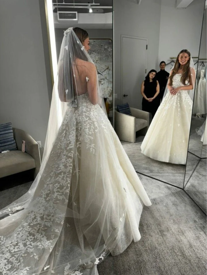 Hannah Brown, bachelorette alum trying on &ldquo;the one,&rdquo; featuring Cheyan by Mark Ingram. 

#NYLBFW #WeddingInspiration #BridalFashion #WeddingDress #BridalInspo #WeddingStyle #RomanticWedding #WeddingPhotography #BridalStyle #DesignerGown 
#