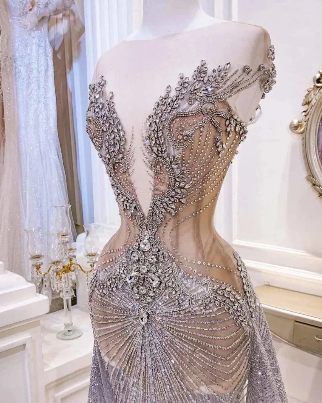 Dripping in crystals. A stunning sculptural dress with hand embellished silver beading cascading down the bodice and torso, from @bridesbynona. 

#2026bride #weddinginspo #weddingdress #bridesbynona #nylbfw