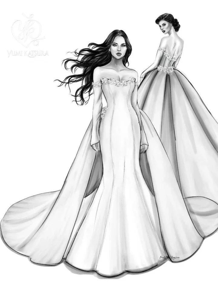 Sketches from the @yumikatsuranyc Spring 2027 collection. 

See the vision become reality during NYLBFW April 7th-10th.

#NYLBFW #WeddingInspiration #BridalFashion #WeddingDress #BridalInspo #WeddingStyle #RomanticWedding #BridalStyle #DesignerGown  