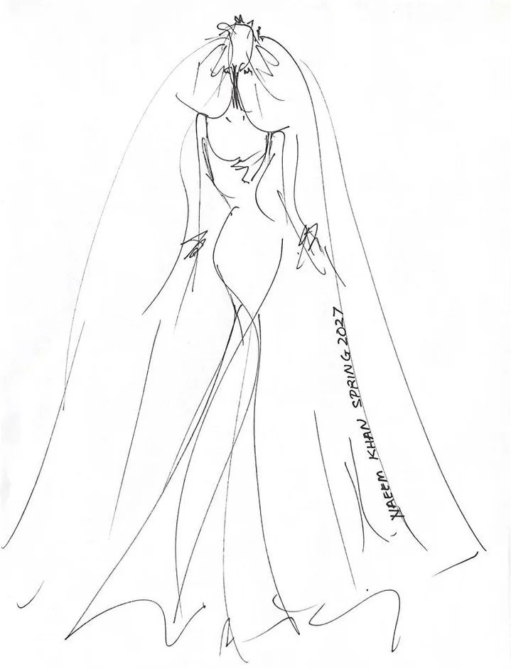 An authentic sketch by @naeemkhannyc for their upcoming Spring 2027 collection. 

See more bridal collections during NYLBFW April 7th-10th.

 #NYLBFW #WeddingInspiration #BridalFashion #WeddingDress #BridalInspo #WeddingStyle #RomanticWedding #Bridal
