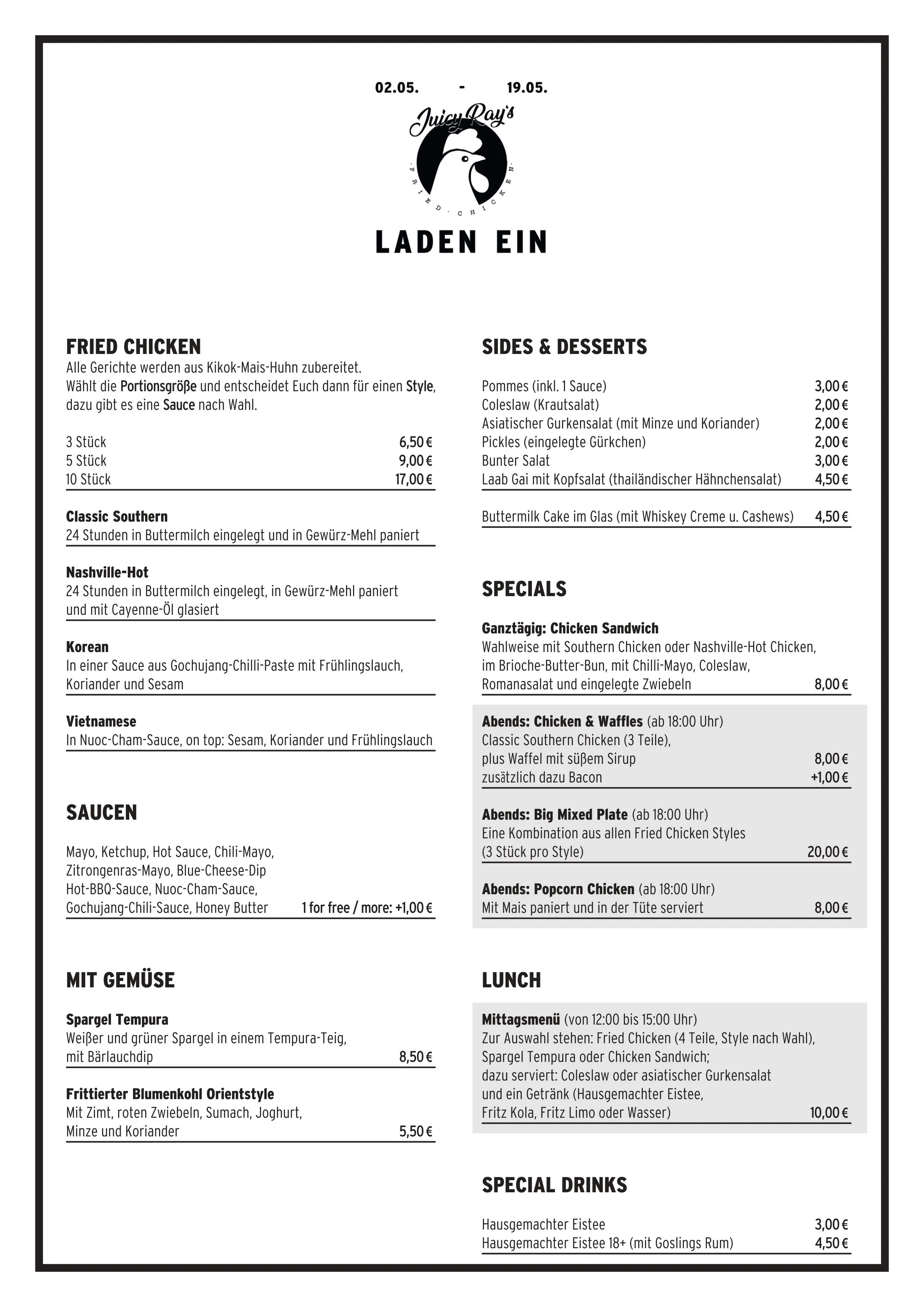 ÖFFNUNGSZEITEN PFINGSTEN: Wir haben im LADEN EIN vom 21.-27.05. geschlossen. Nach der kleinen Pause wird euch Sumach und Zaatar mit orientalischen Köstlichkeiten verwöhnen. Bis dahin wünschen wir ein schönes langes Pfingstwochenende. Euer LADEN EIN-Team