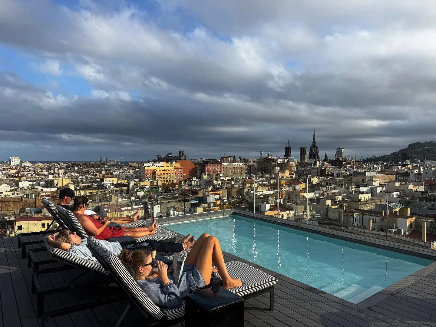 I’ll take my Barcelona with a Gothic Quarter view, rooftop pool and a Sangria please. 
Fun fact. There aren’t too many rooftop pools in Barcelona. This one at Yurbban Trafalgar Hotel is our favorite. Look it up next time you visit this b