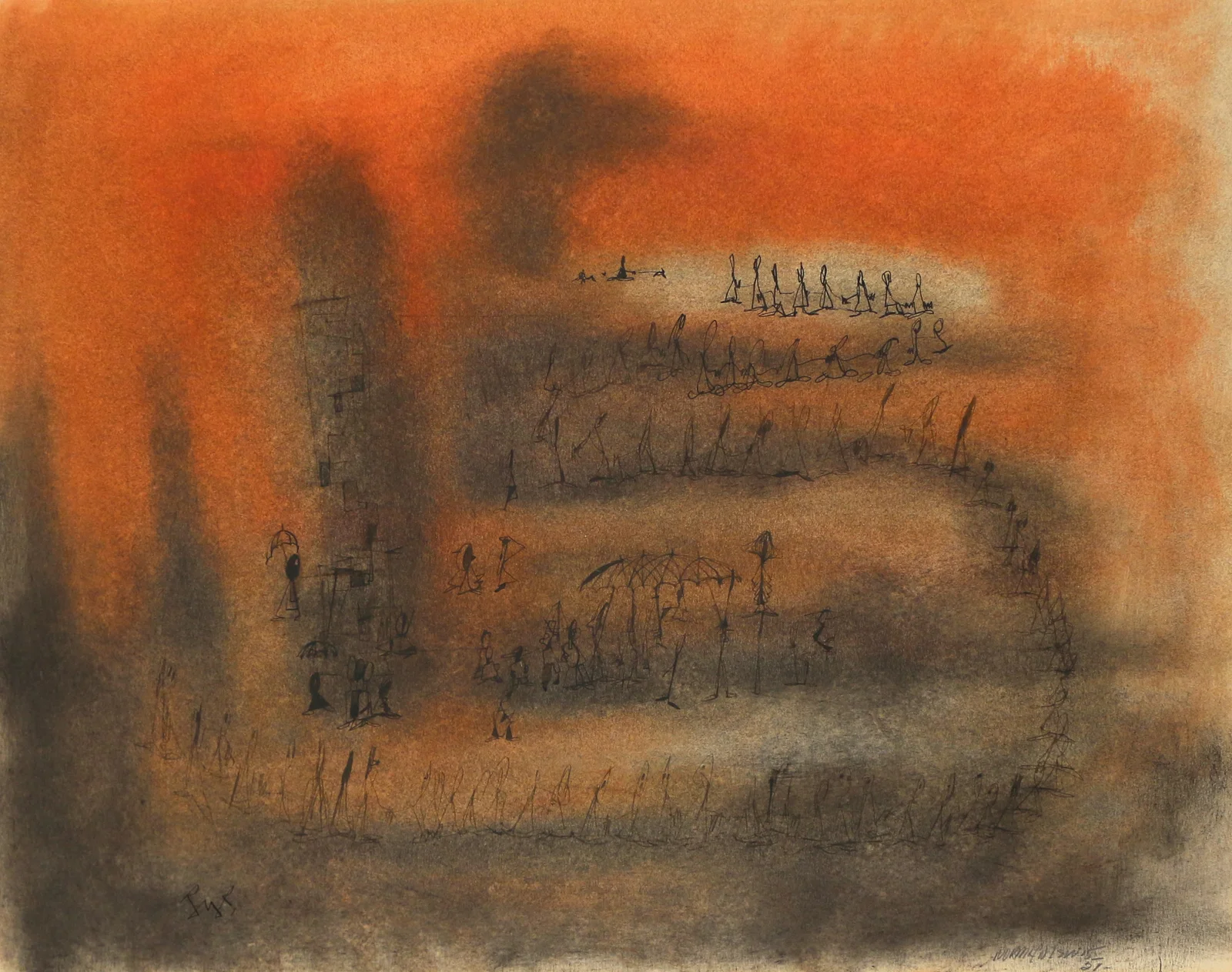 Norman Wilfred Lewis (1919-1979), Untitled, 1951, mixed media on paper, 17 x 22 in. $15,000-20,000