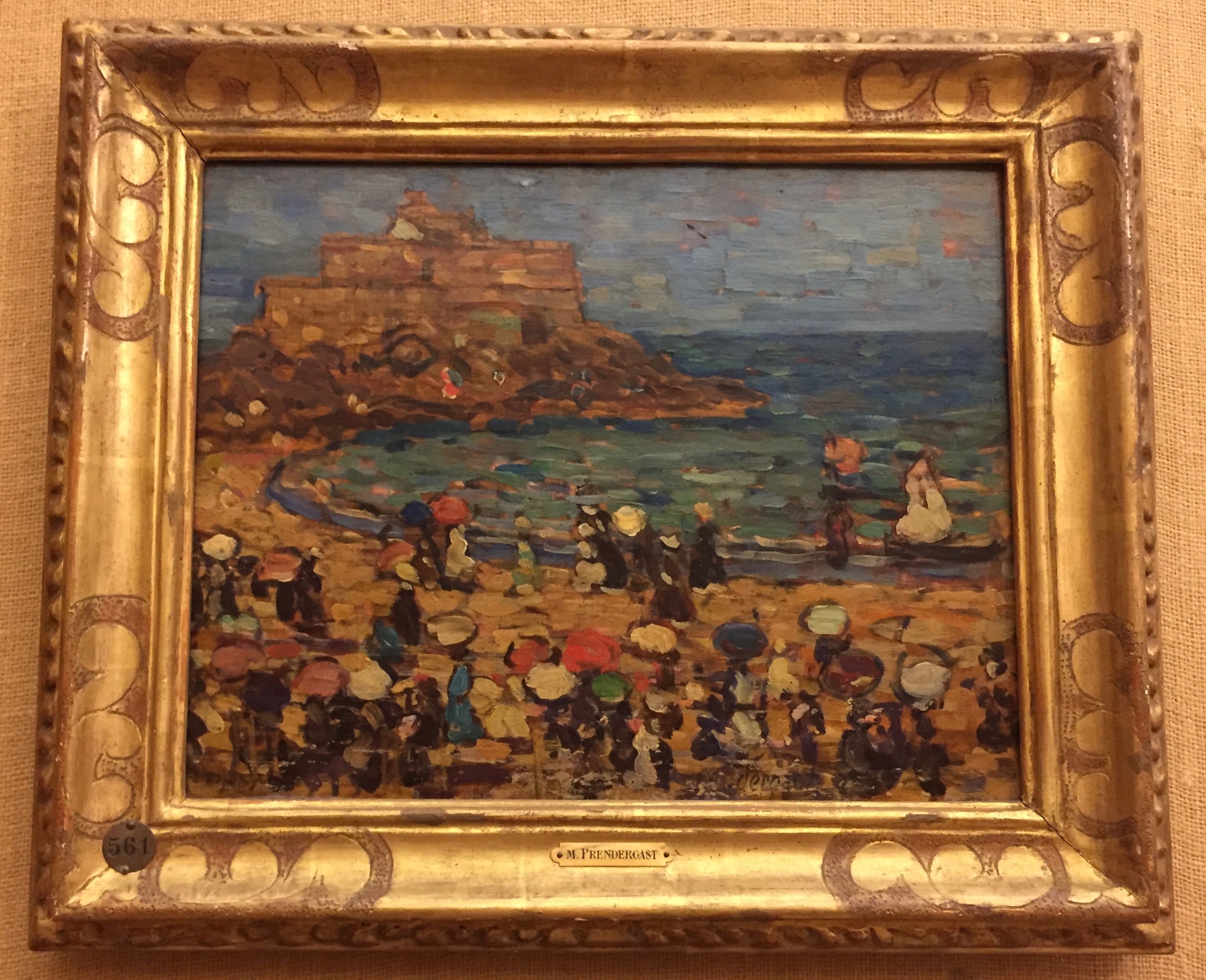 Maurice Prendergast in a Charles Prendergast frame with incised sausage motif at corners.