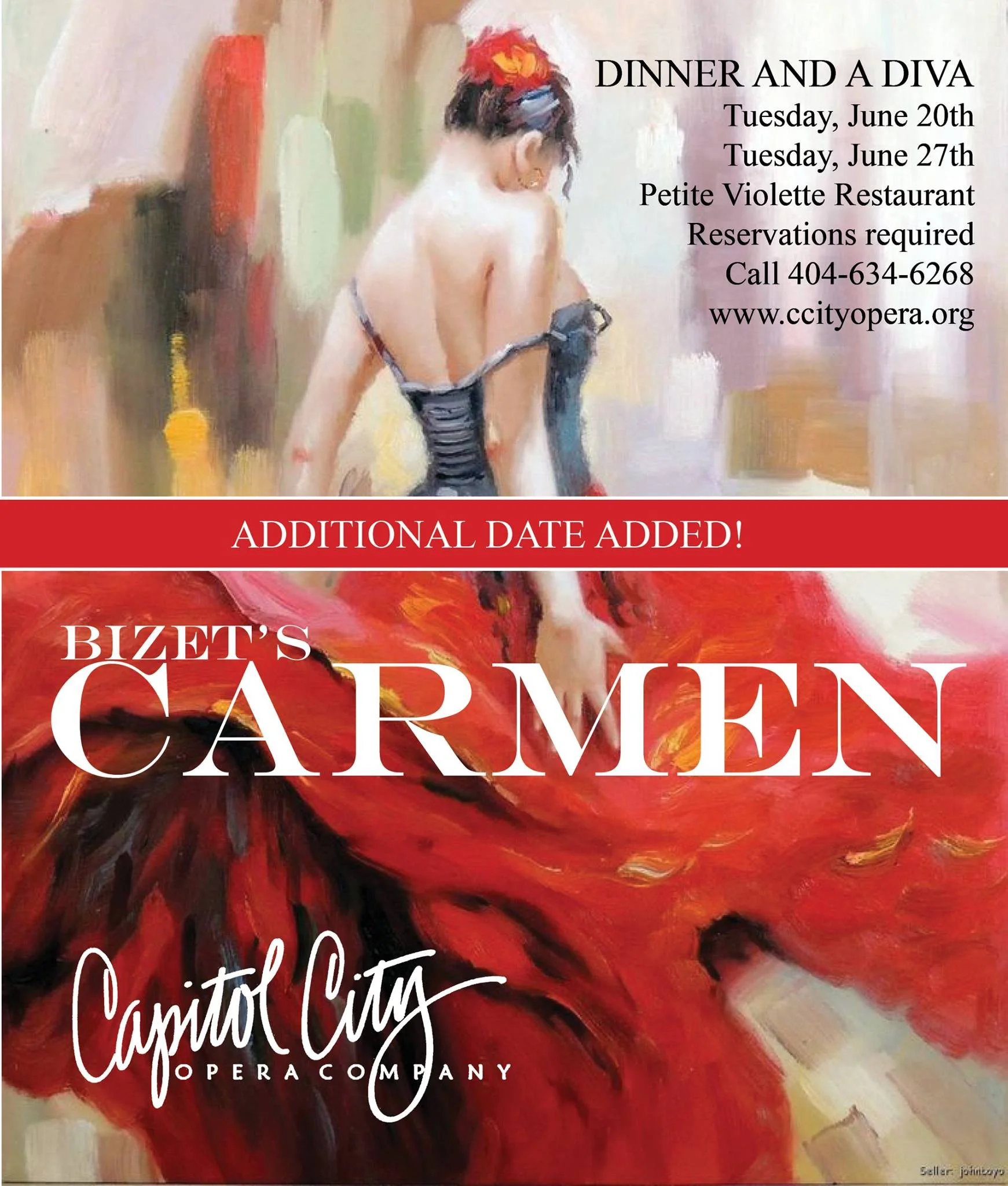 Second Date Added for Dinner and a Diva: Carmen, June 27
