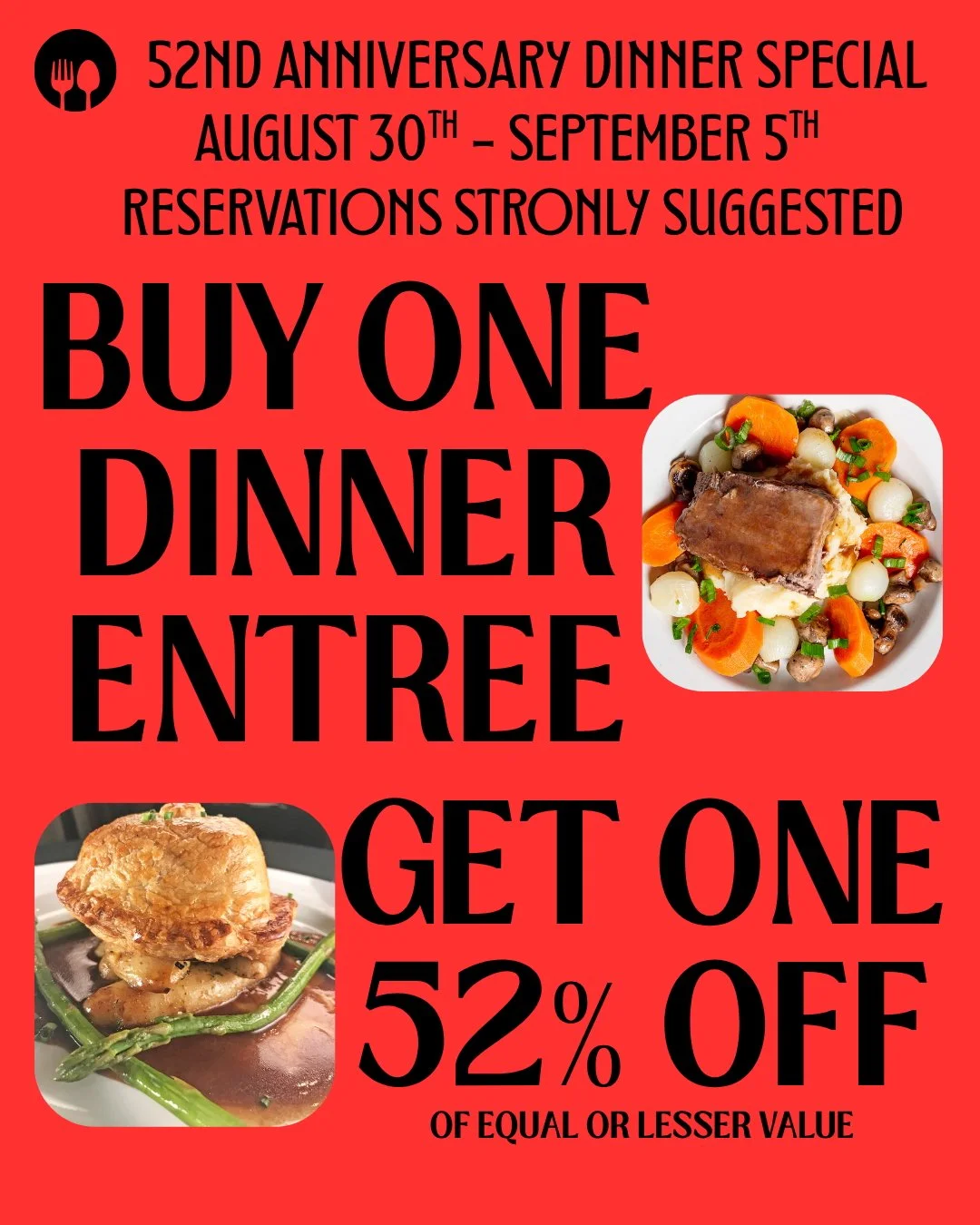 52nd Anniversary Dinner Promotion