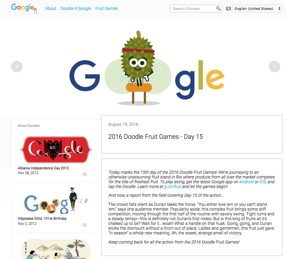 2016 Doodle Fruit Games - Day 15 Doodle - Google Doodles