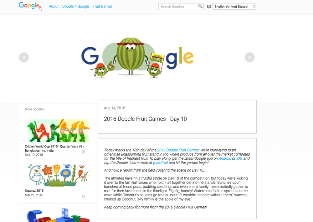 2016 Doodle Fruit Games - Day 15 Doodle - Google Doodles