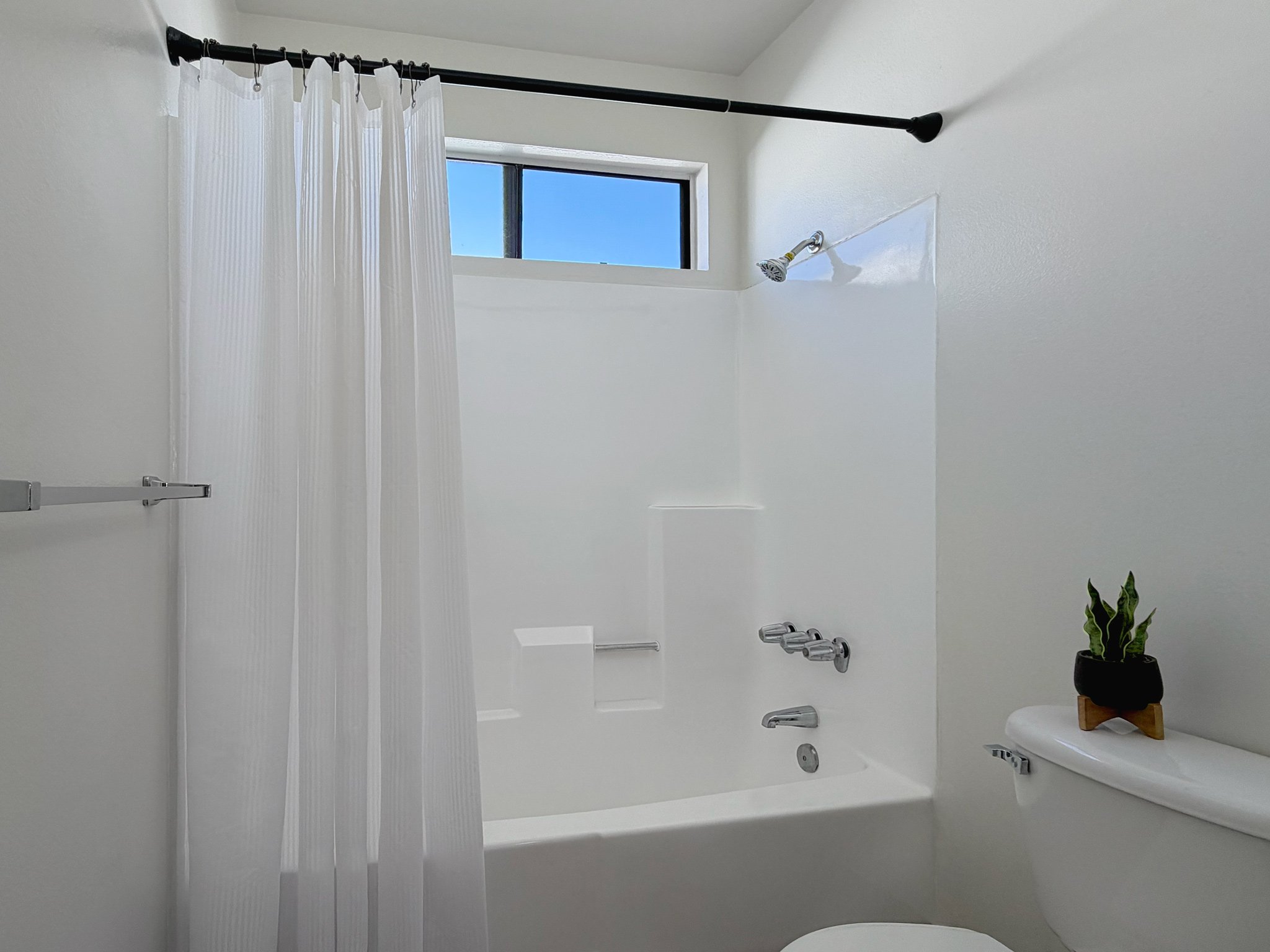   Tile-less showers for easy cleaning!   