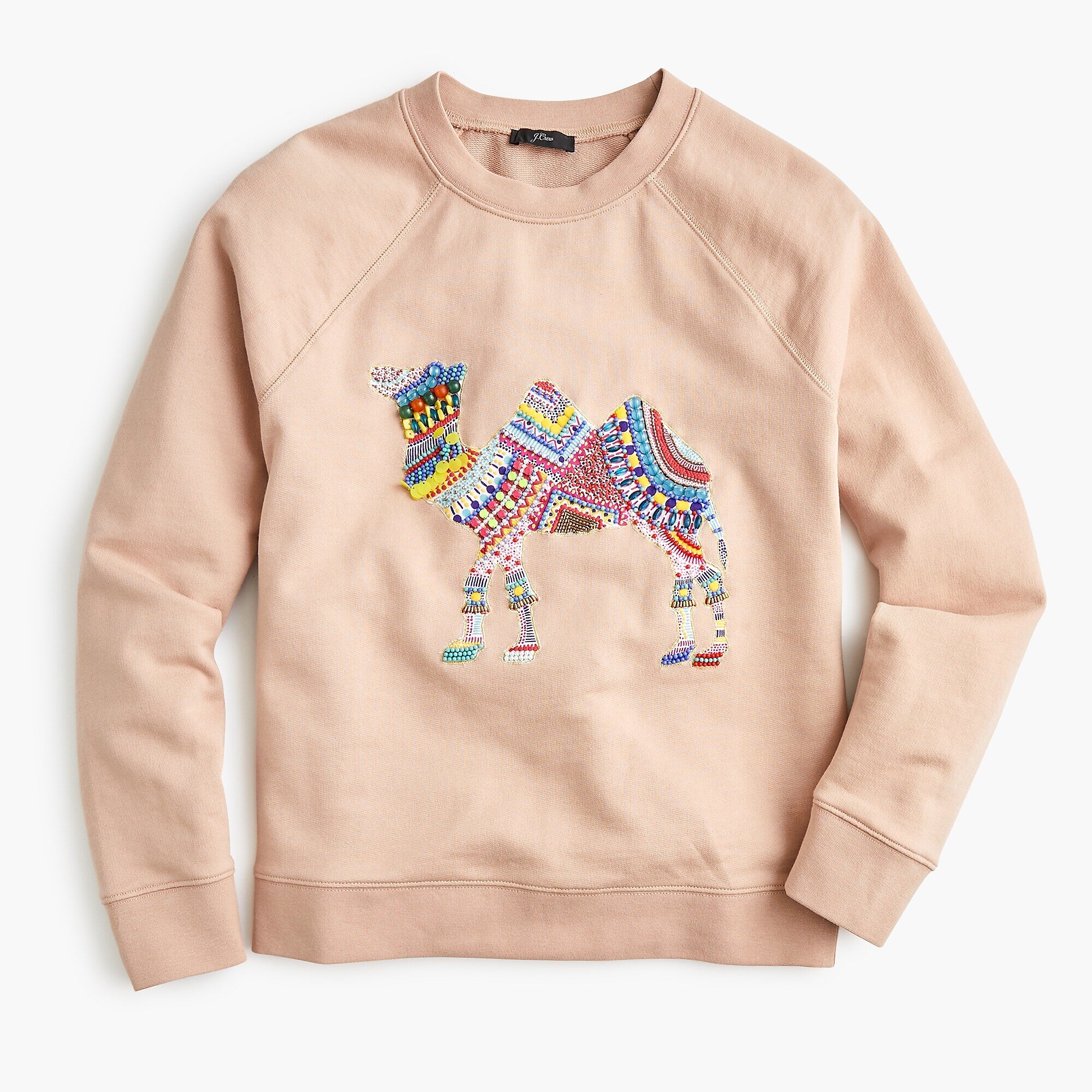 Camilla Atkins, Catkins Design for J. Crew Summer 2019, camel embellished sweatshirt.jpeg
