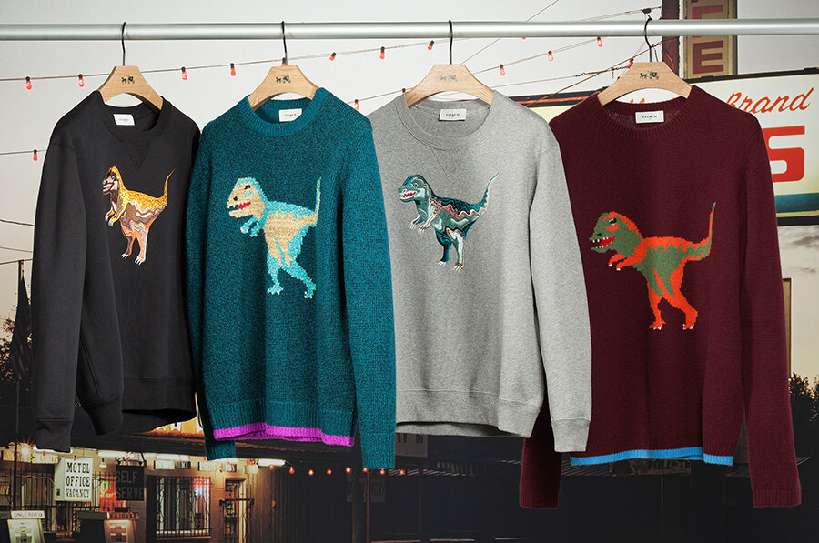 Catkins Design for Coach New York Rexy the Dino intarsia sweater.jpg