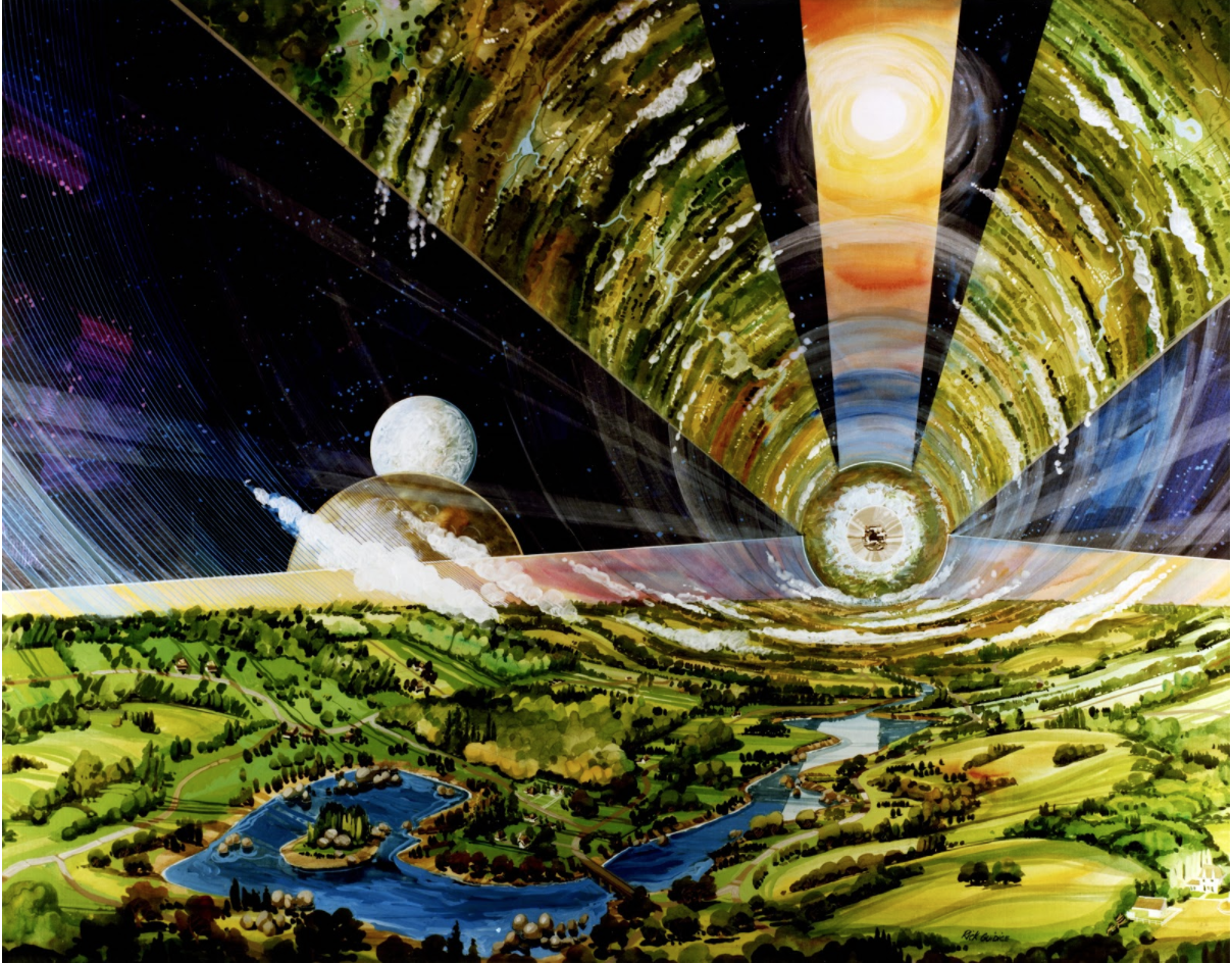 The O’Neill space cylinder: A gigantic spaceship transporting people to colonies on far away planets.