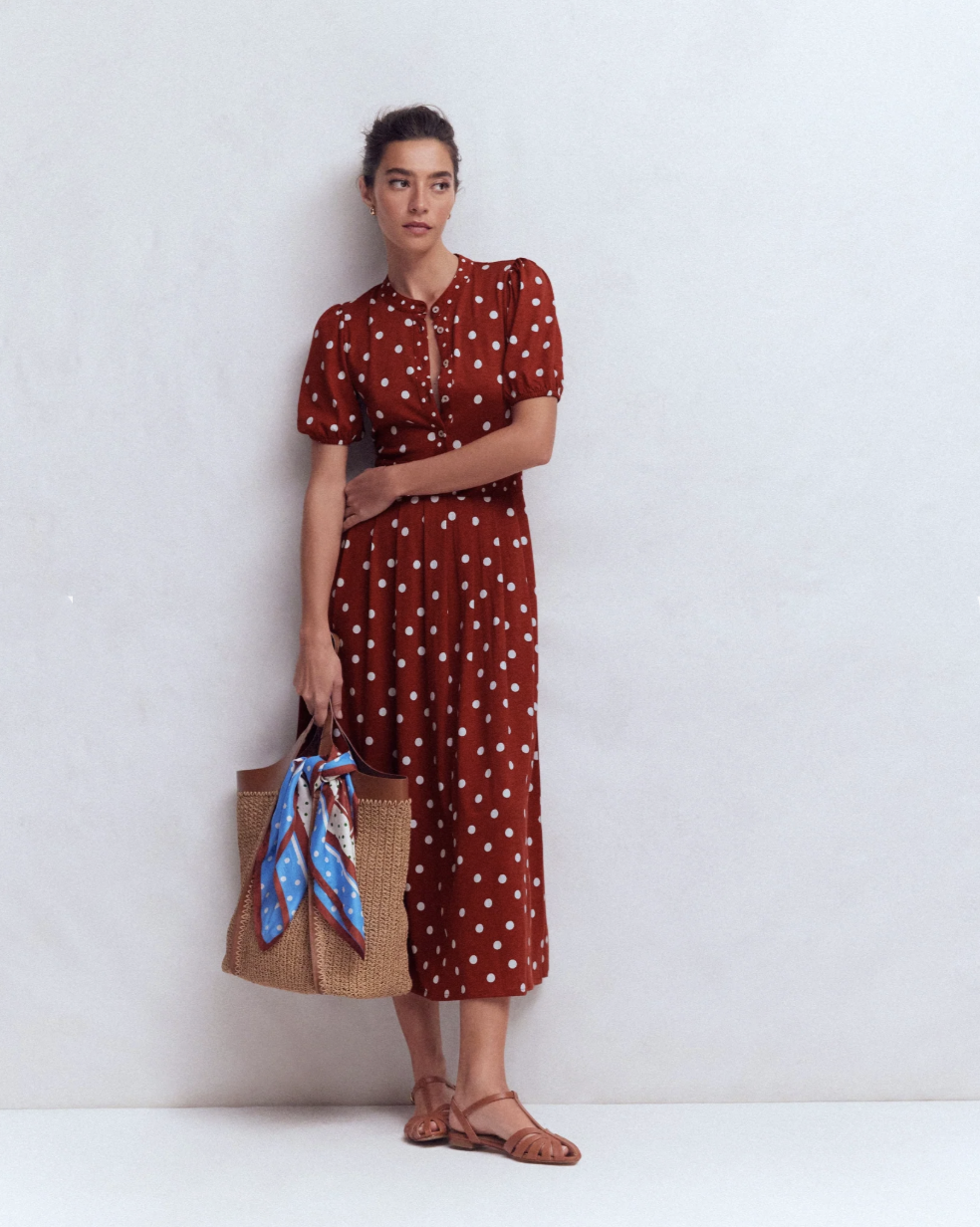 Boden Amber Pleat Jersey Midi Dress