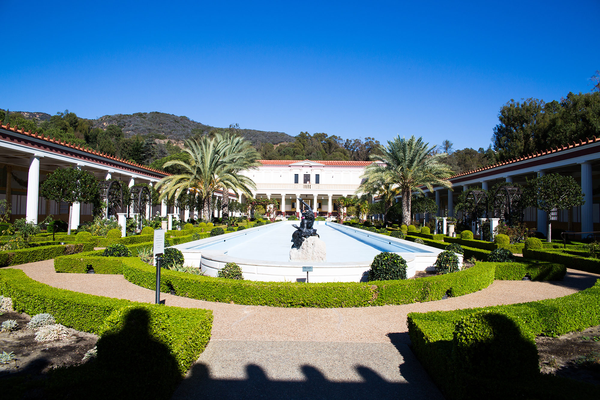 courtyard where the fountains were turned off to conserve water.