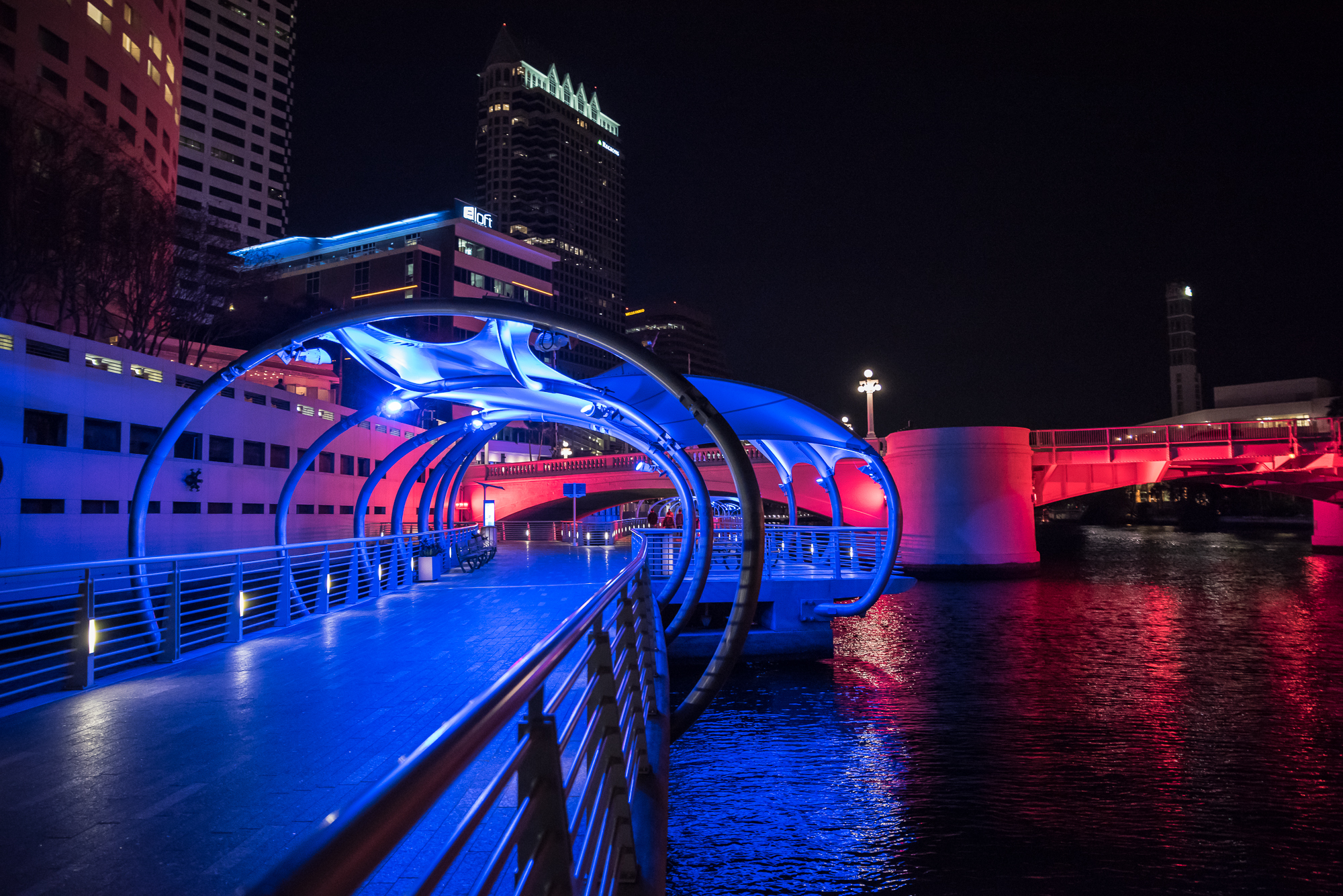 Pretty changing lights on the Riverwalk