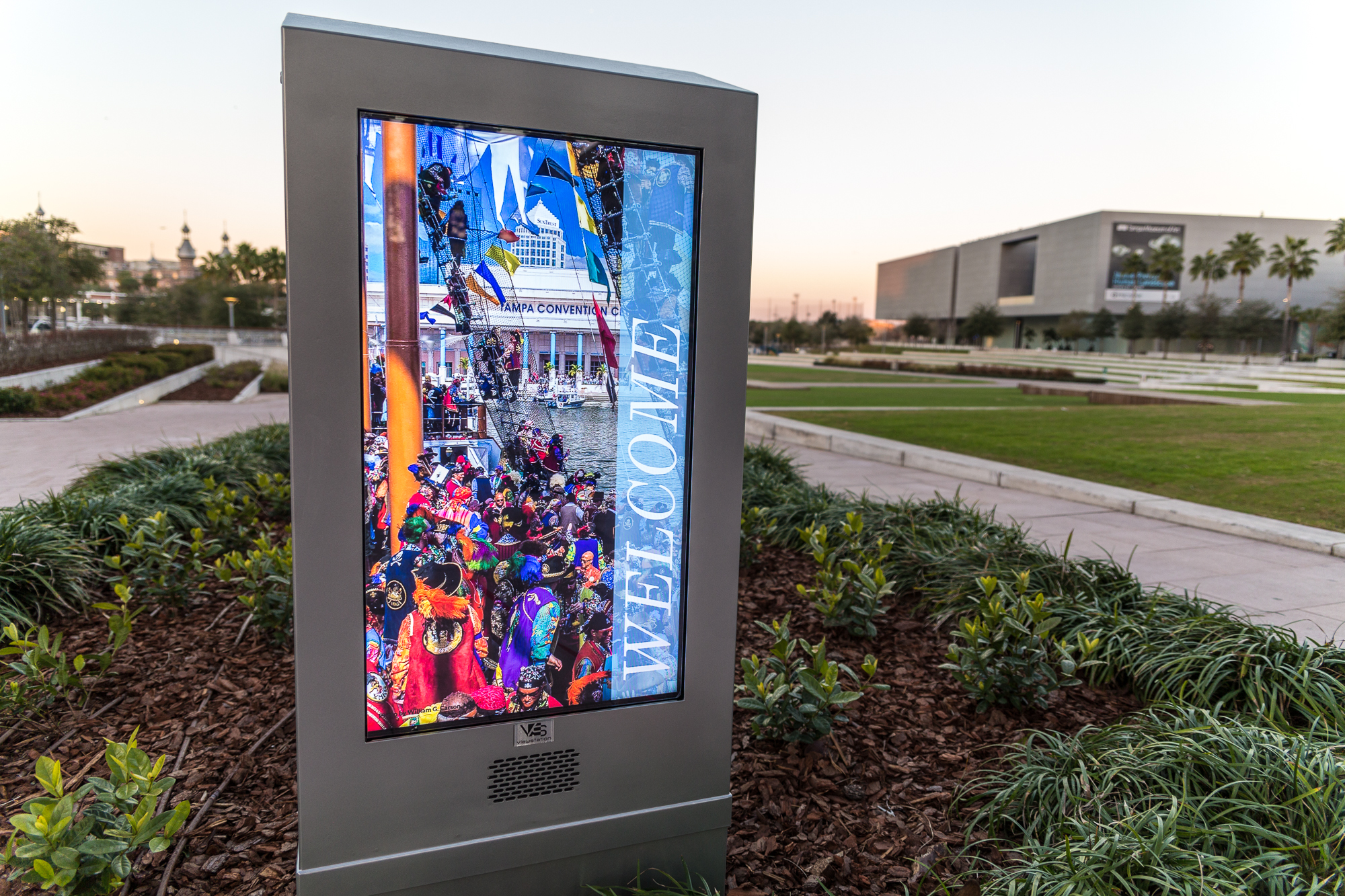Curtis Hixon's digital screen informing visitors of upcoming events