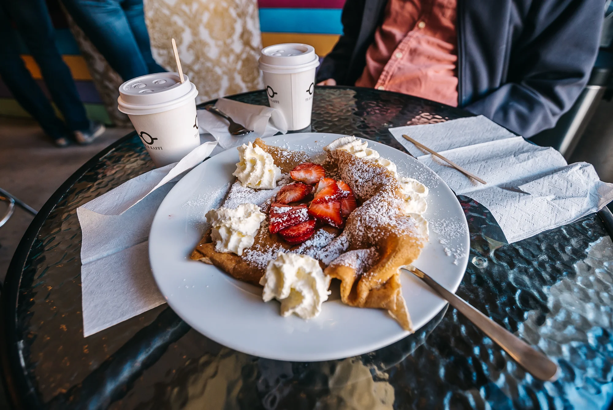 Strawberry and whip cream crepe at Eldur and Is in Reykjavik
