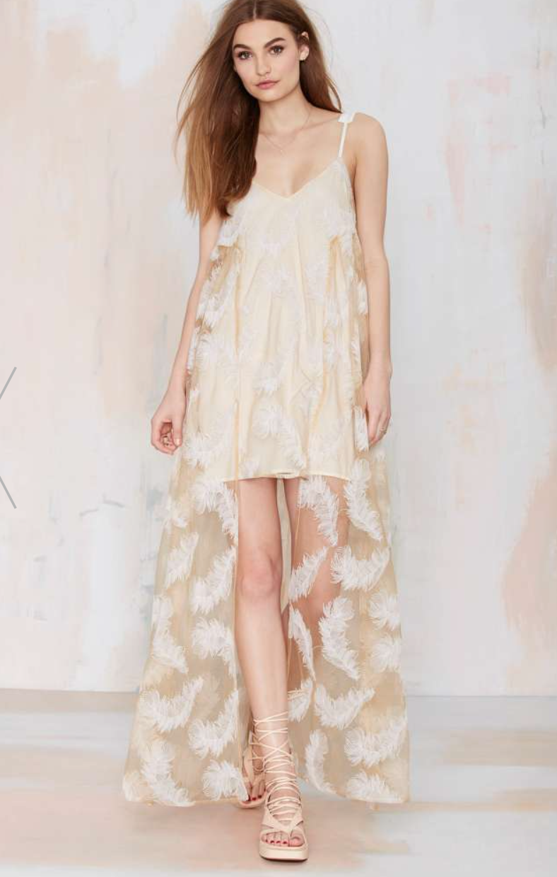 Line & Dot Soft Feather Asymmetric Dress