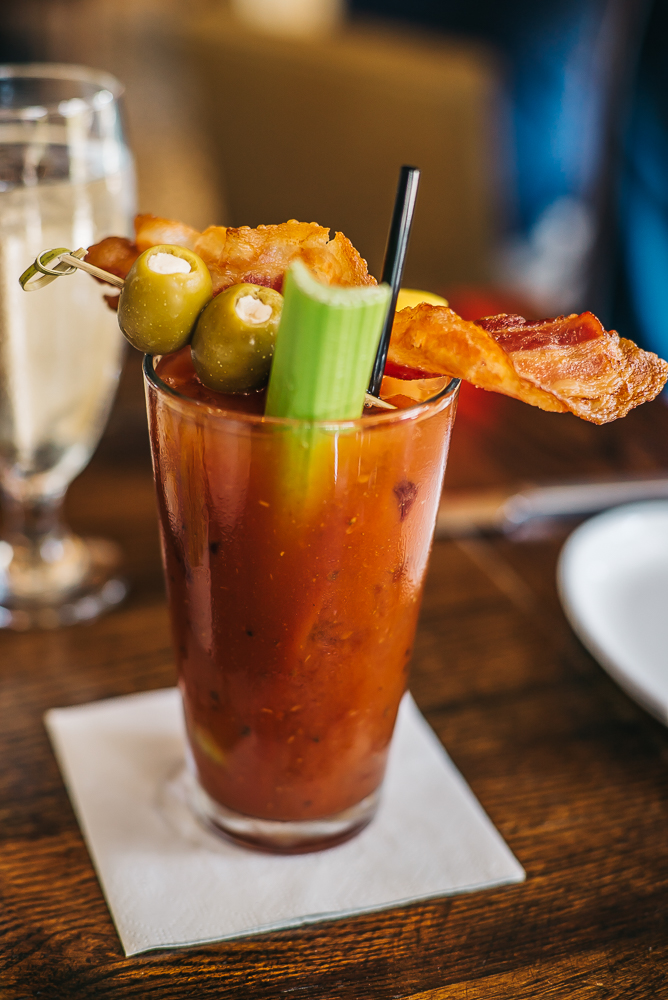 Bloody Mary rich in flavors topped with lots of garnish