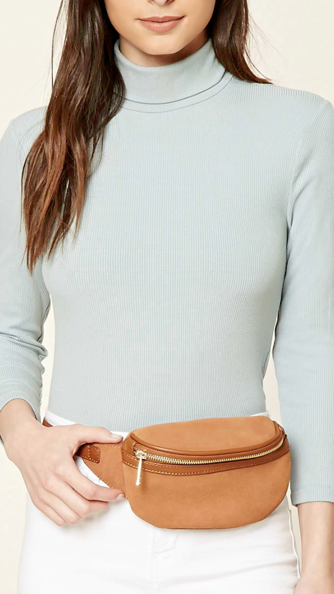 F21 GENUINE SUEDE FANNY PACK