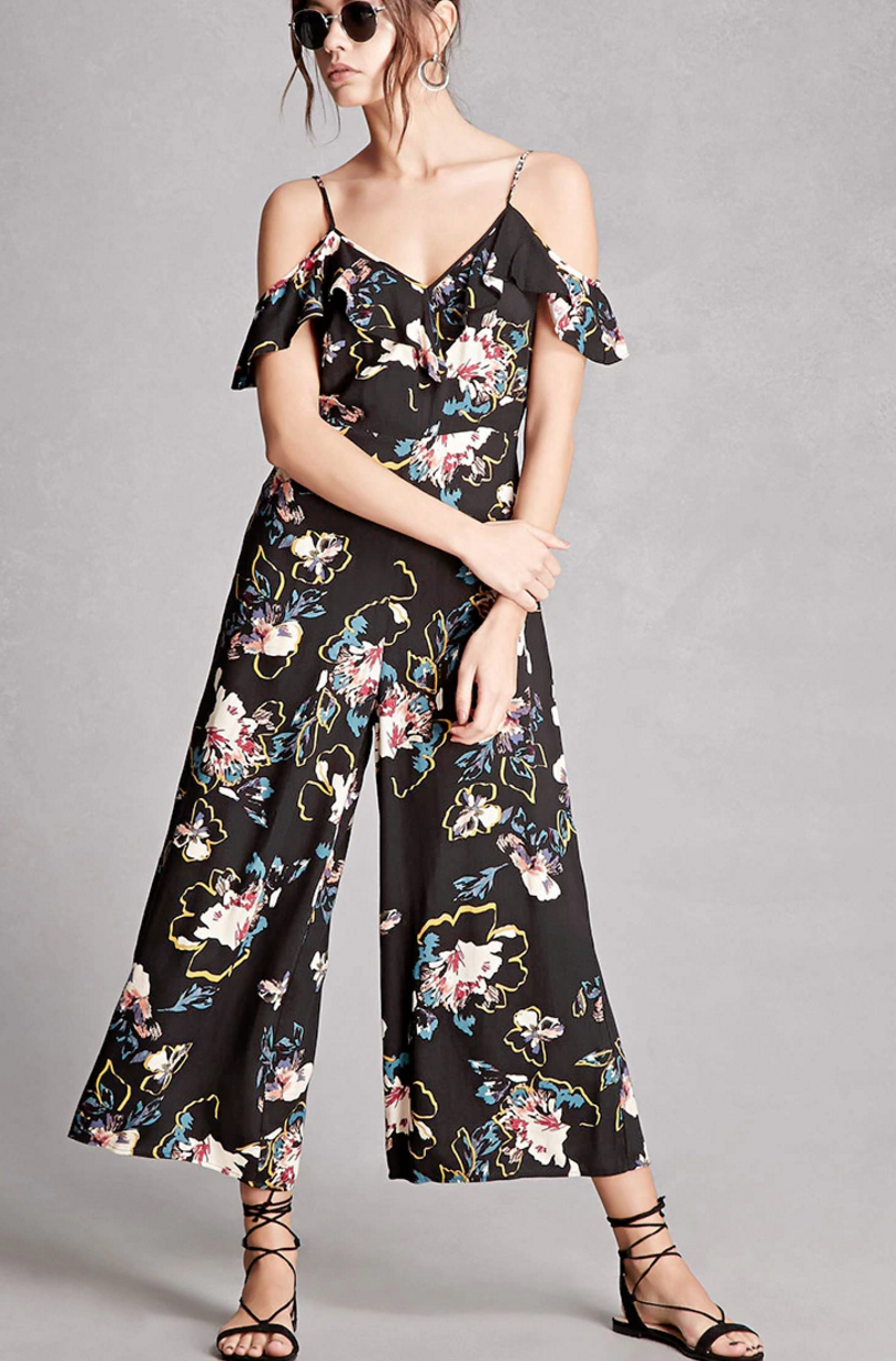 F21 Lush Floral Print Jumpsuit