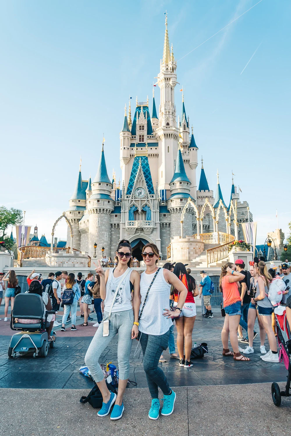 sisters in front of cinderella castle