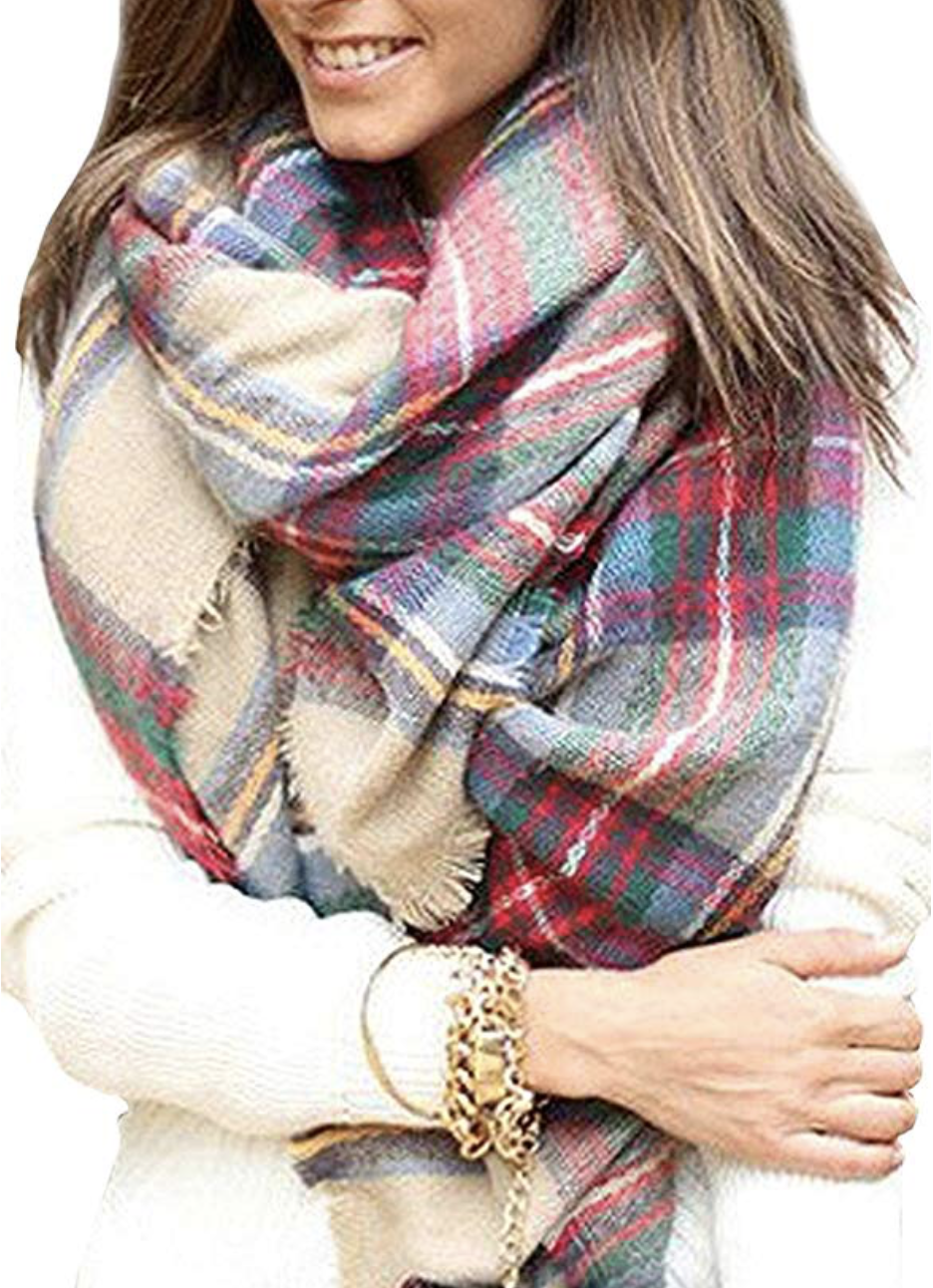 Tartan Wrap Oversized Shawl Cape