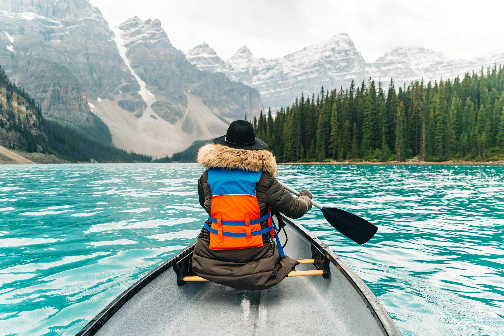 Canoeing at Moraine Lake