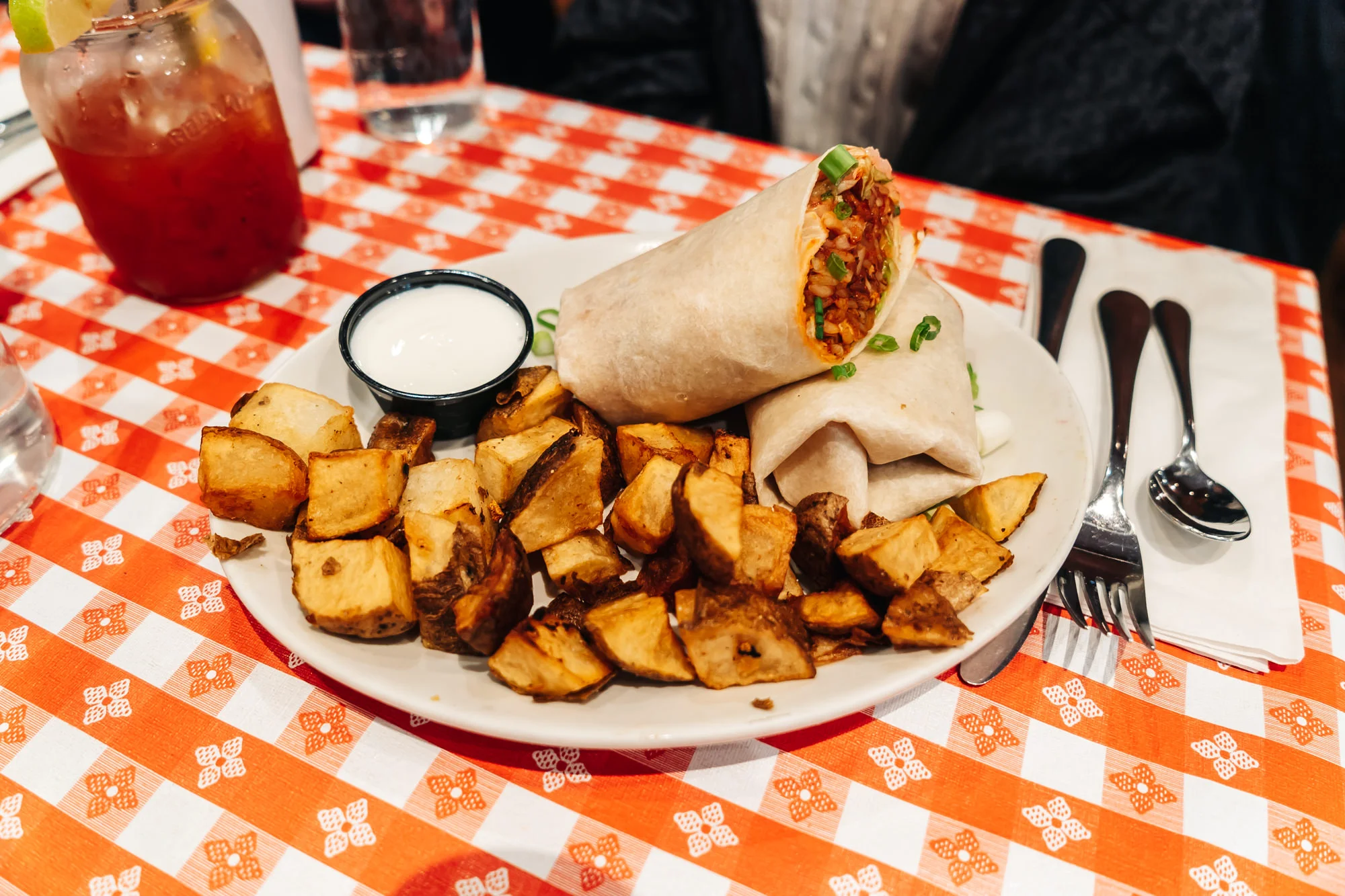Having brunch at Tooloulous in downtown Banff