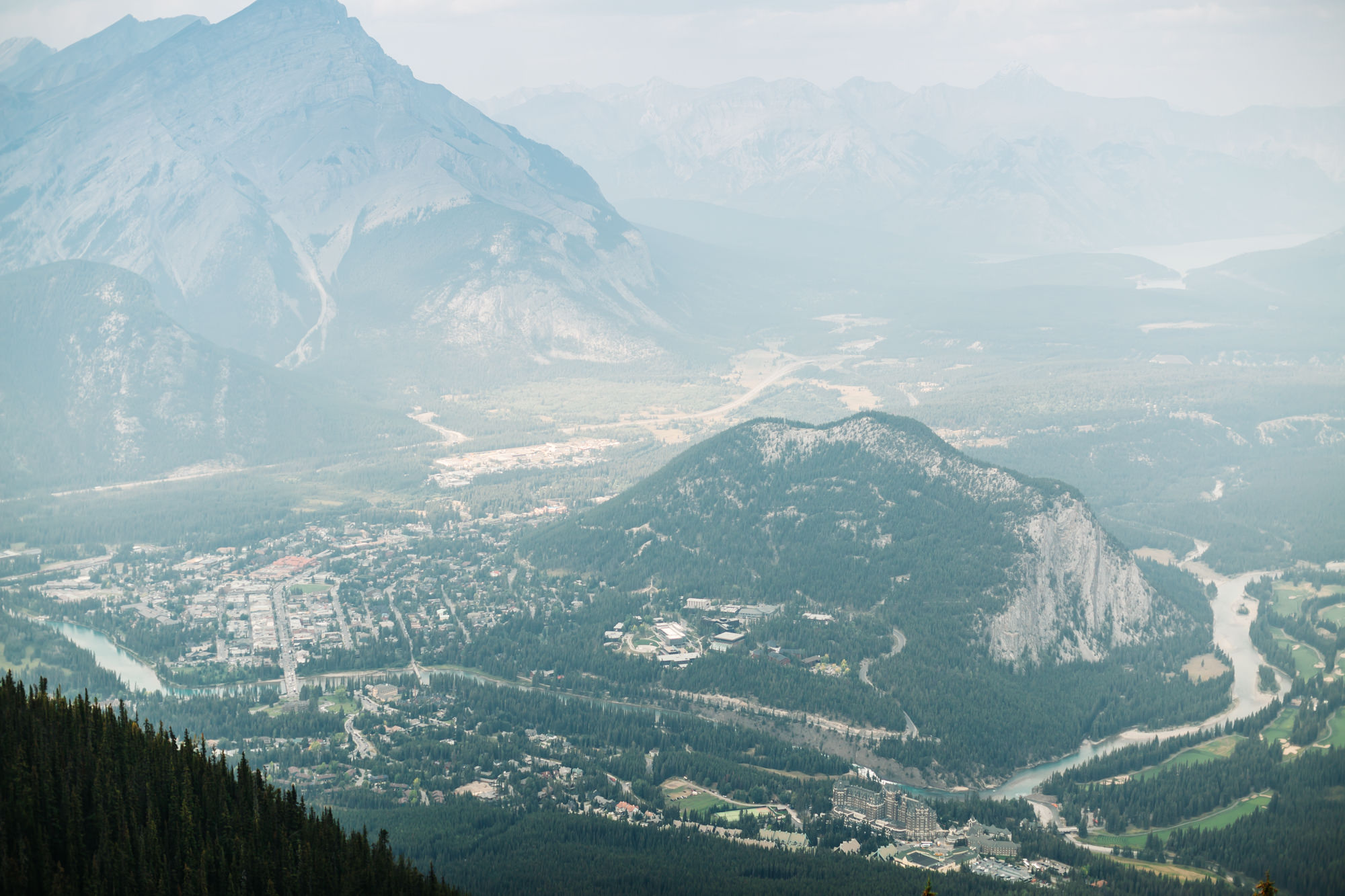 View up top after riding the Banff Gondola