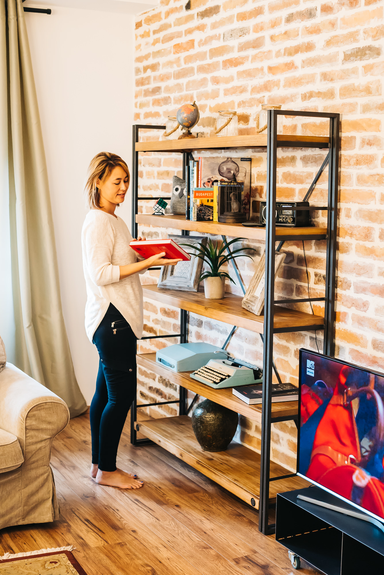 Bookshelf full of fun stuff