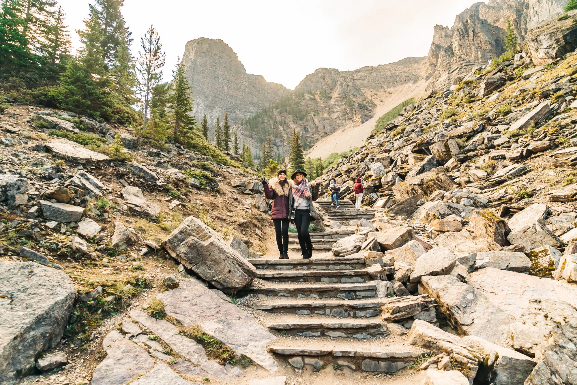 Hiking Rockpile Trail at Moraine Lake