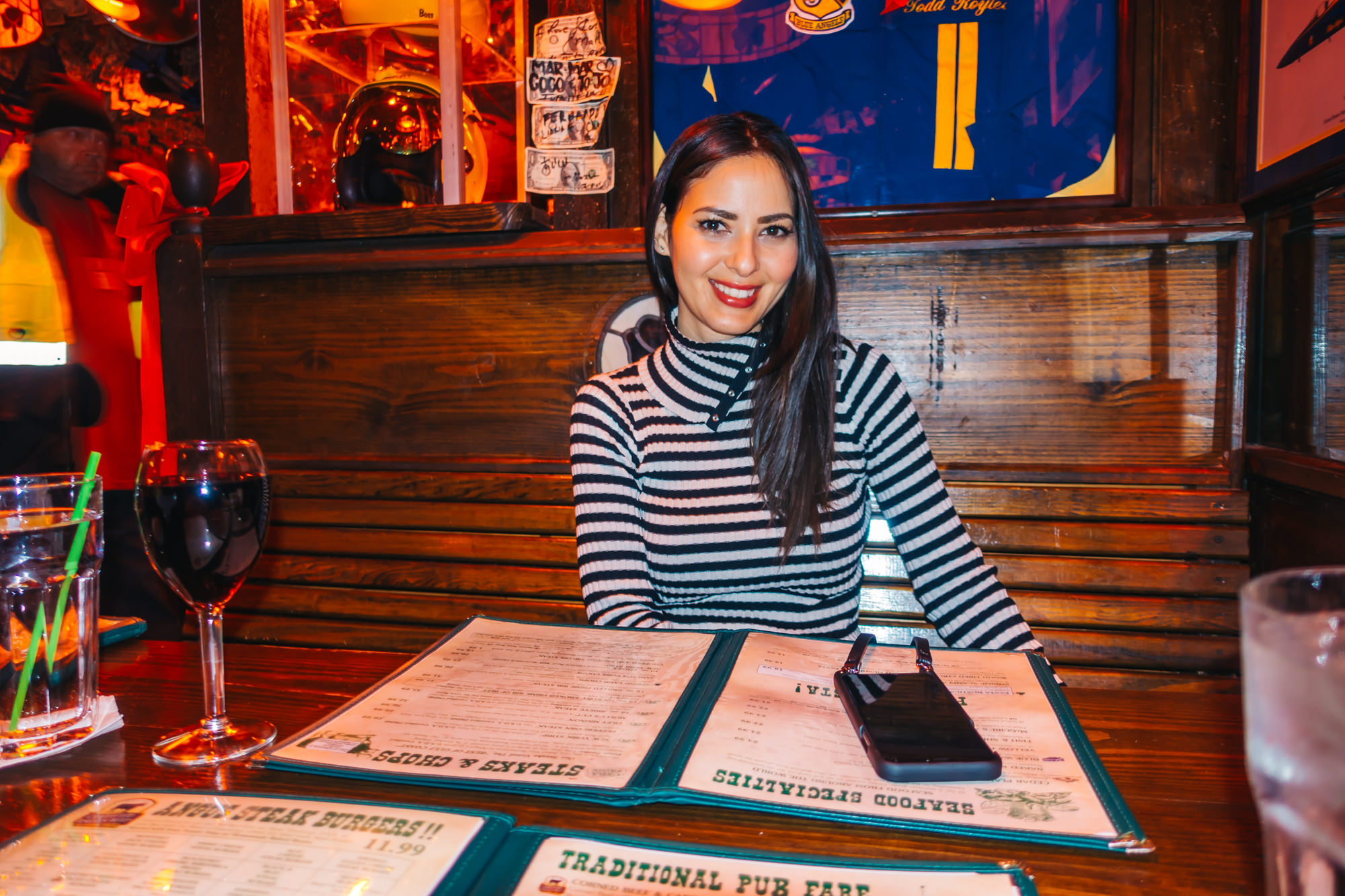 Happy with my VERY generous glass of wine.