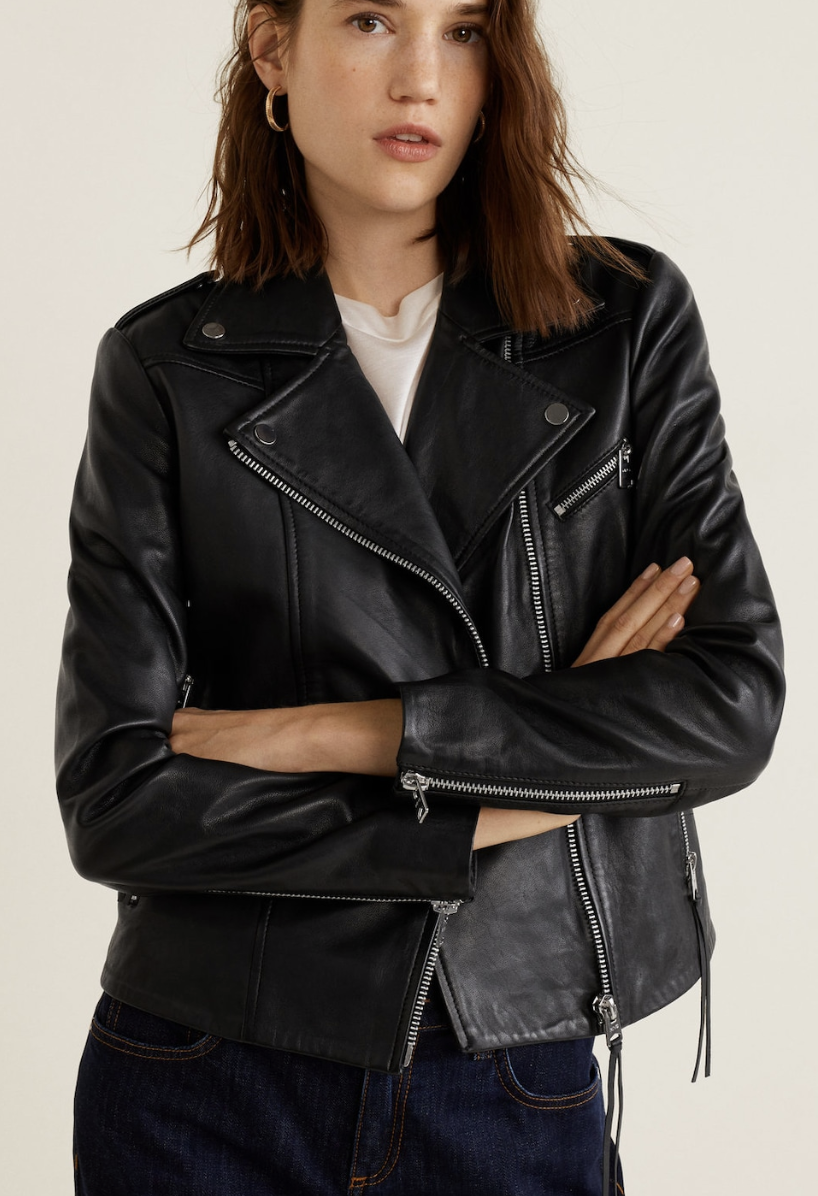 Mango Leather Biker Jacket