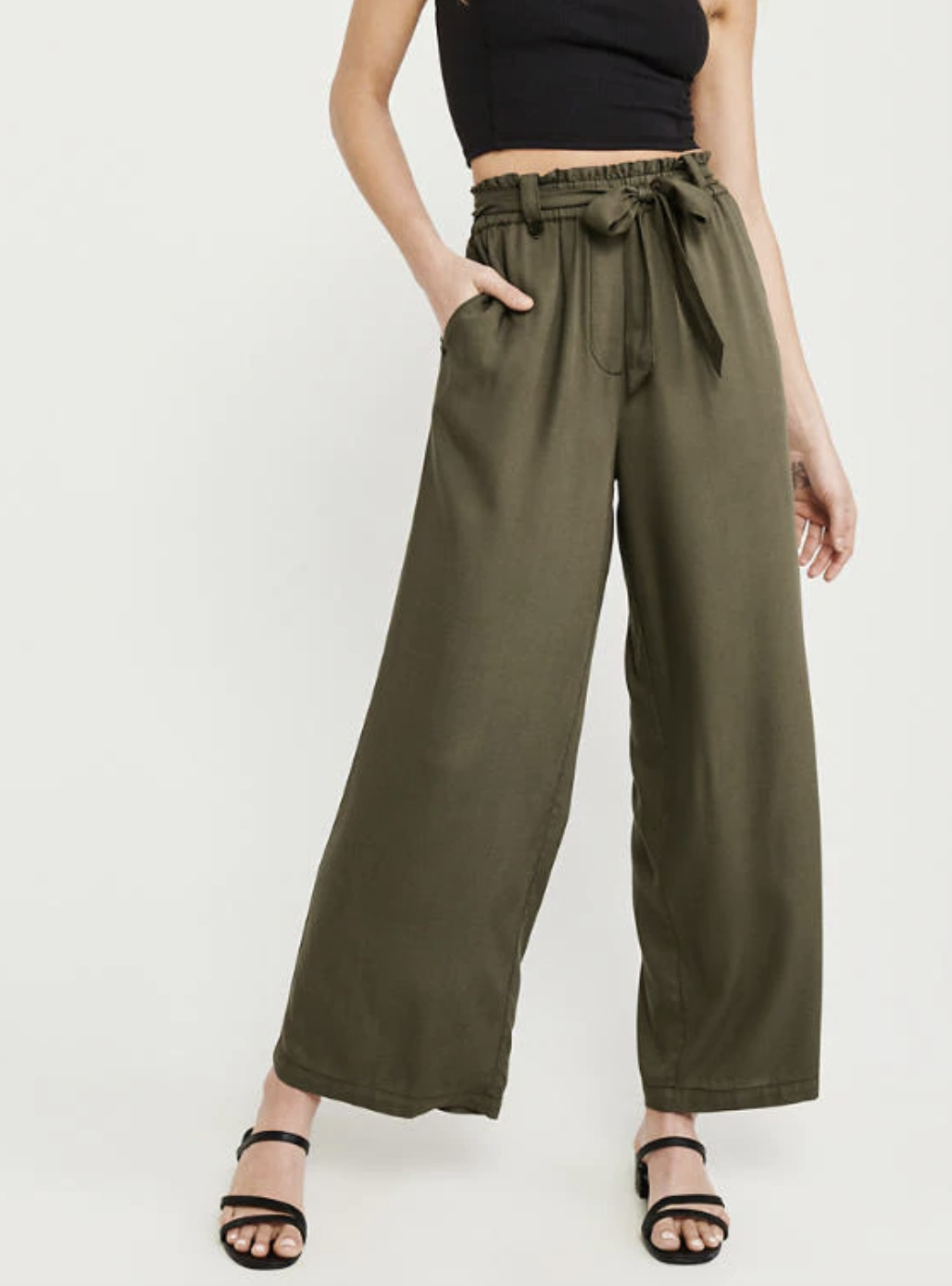 A&amp;F BELTED WIDE-LEG PANTS