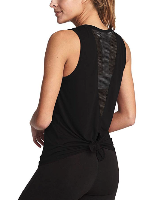 Mippo Women's Cute Mesh Yoga Workout Tank Tops Activewear Sexy Open Back Sports Shirts