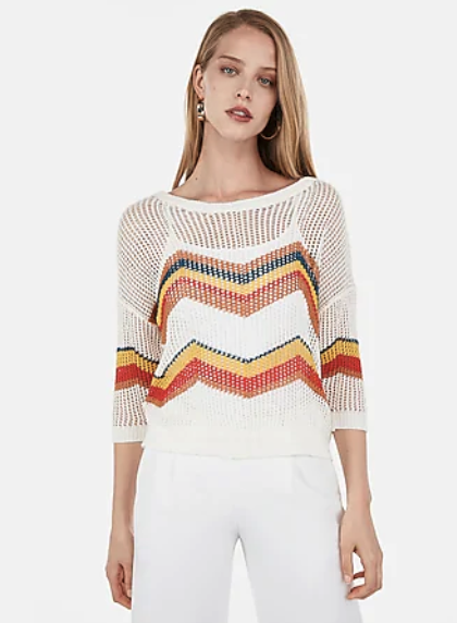 Express Chevron Open Stitch Pullover Sweater