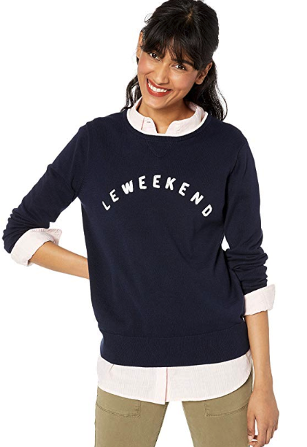 J.Crew Mercantile Women's Long-Sleeve Cotton Le Weekend Graphic Sweater