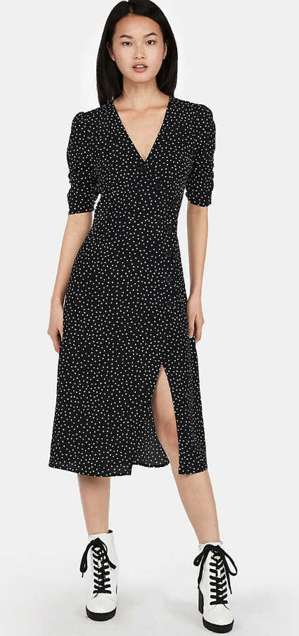 Express Button Front Midi Dress