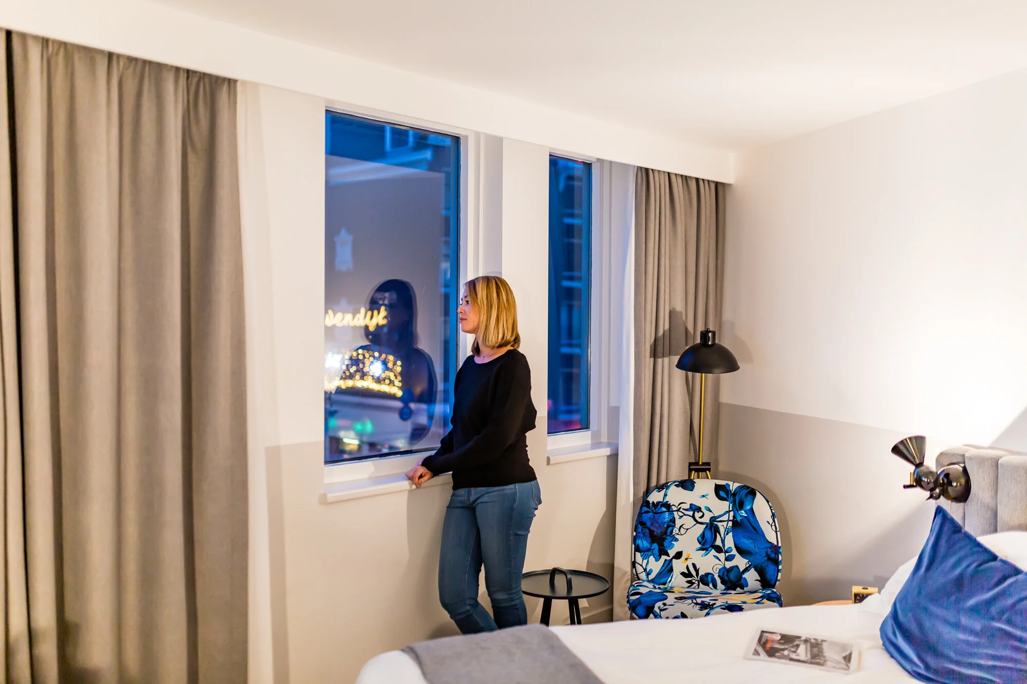 Large Window with a view of the bustling city