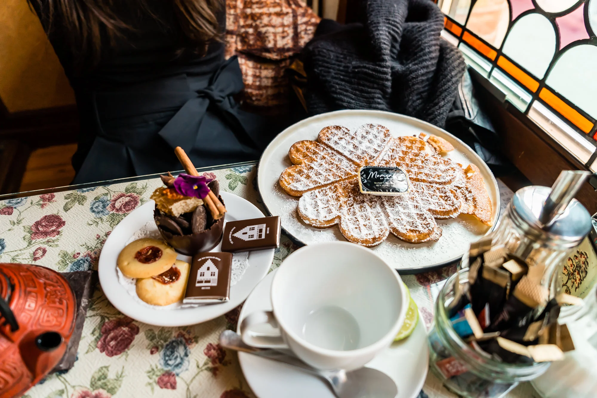 We ordered delicious chocolate and waffles at The Chocolate House