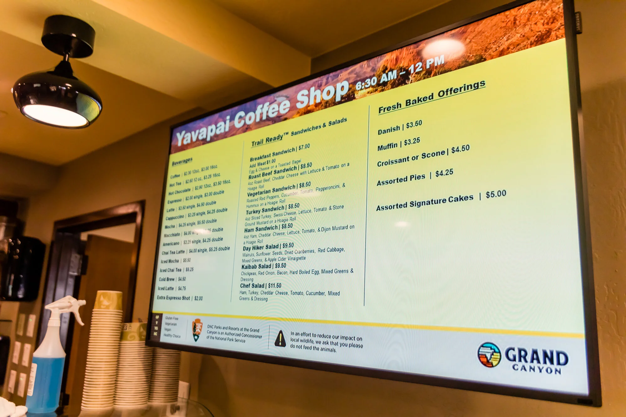 Yavapai Coffee Shop Menu
