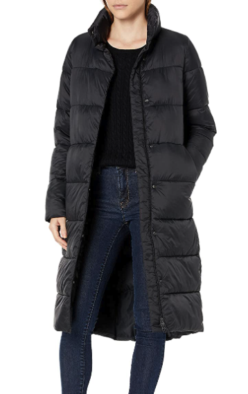 Amazon Essentials Women's Midweight Water Resistant Relaxed Fit Cocoon Puffer Coat, Black