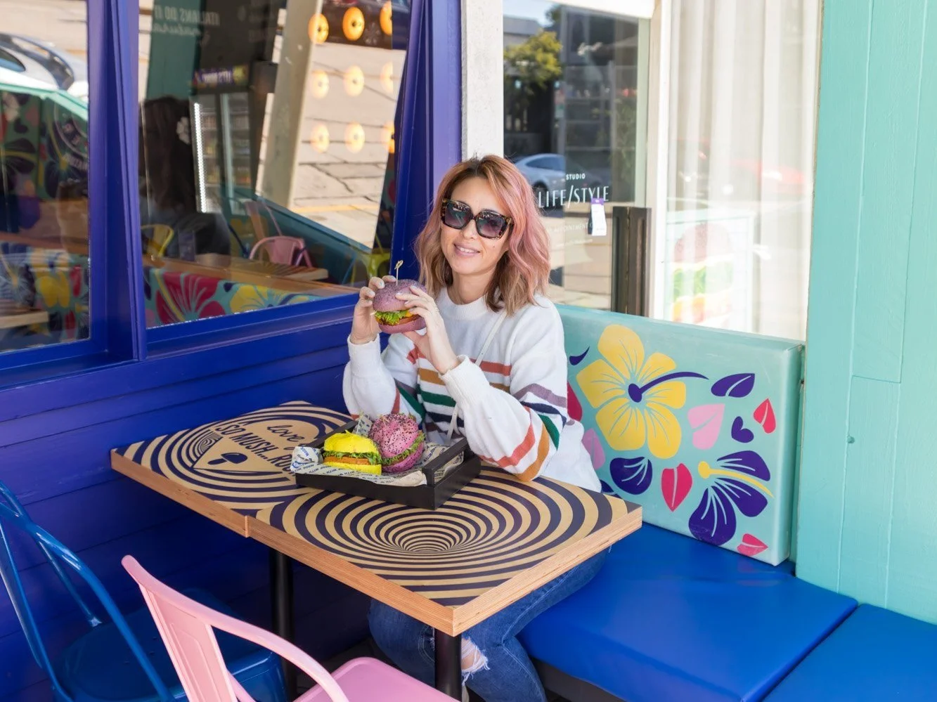 We Tried the Original Rainbow Vegan Burger at Flower Burger in Los Angeles