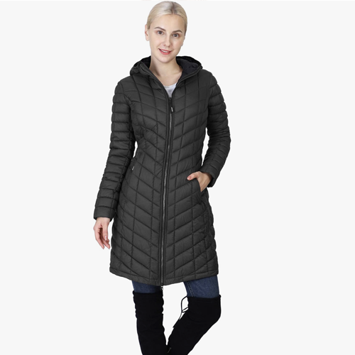 Outdoor Ventures Women's Maryan Hooded Ultra Lightweight Warm Thermolite Long Puffer Coat