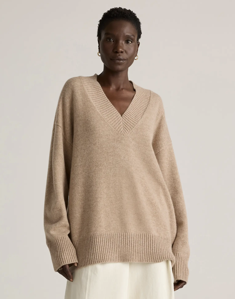 Quince Mongolian Cashmere V-Neck Sweater