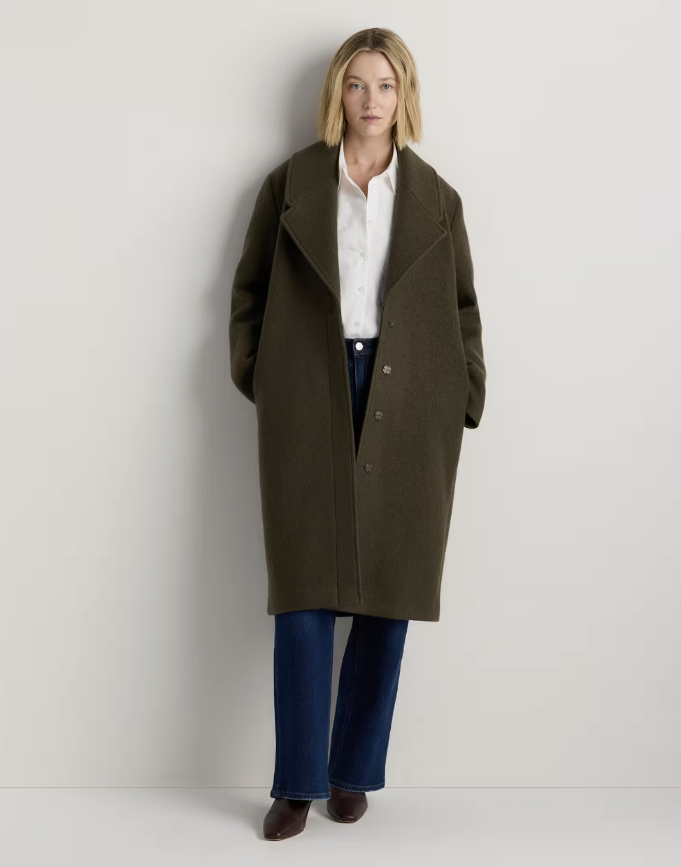 Quince Merino Wool Shawl Collar Long Coat