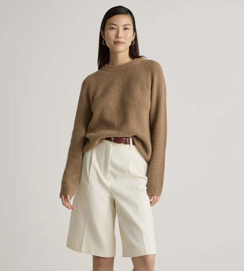 Quince Mongolian Cashmere Fisherman Crewneck Sweater