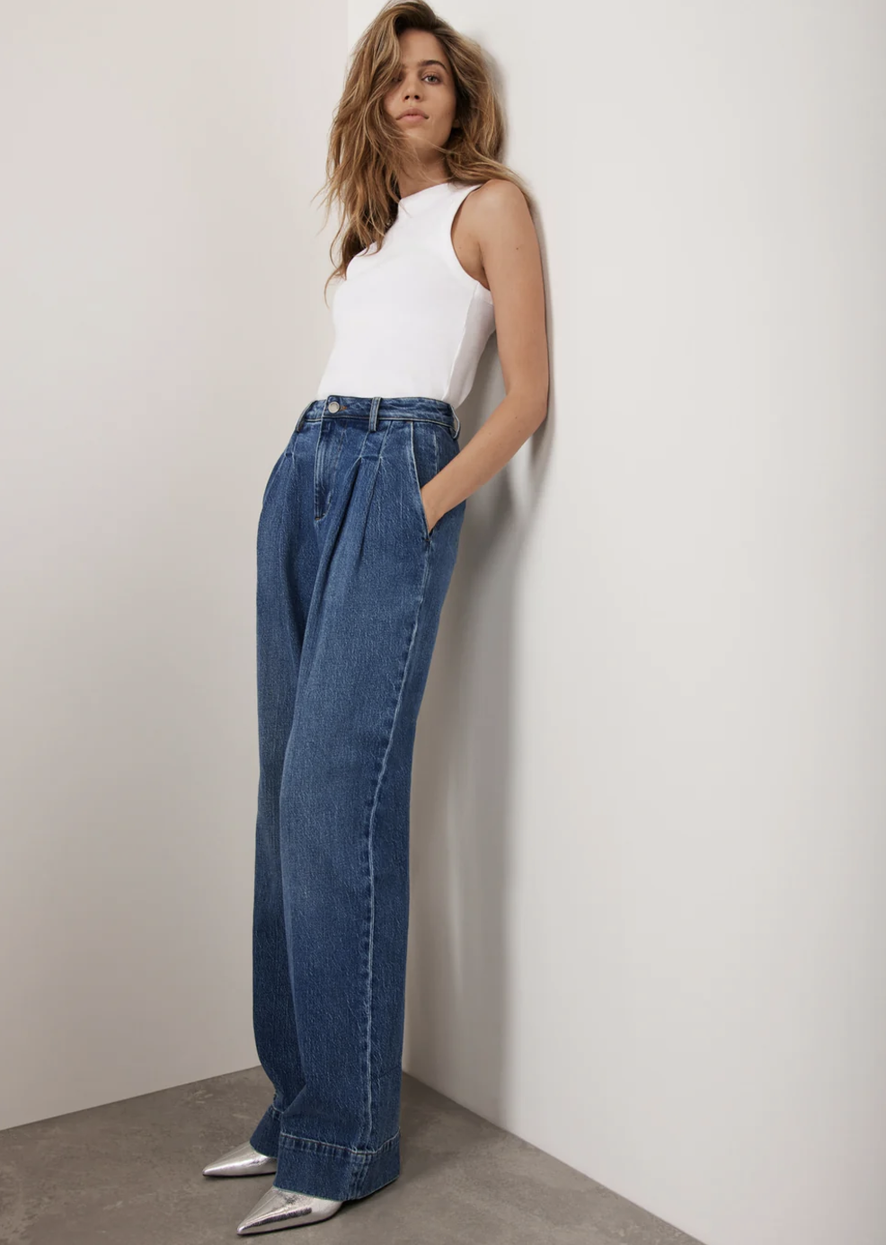 Triple Pleat Jean in Indigo